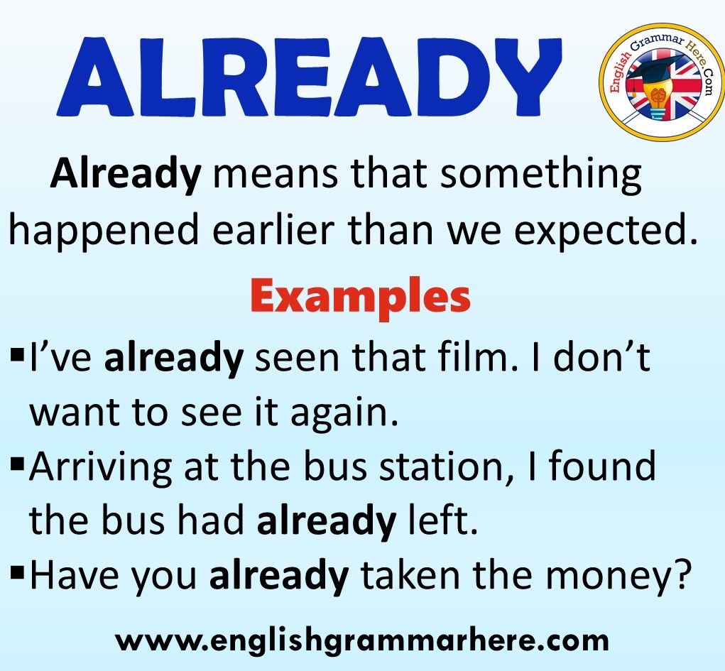 How To Use ALREADY in English, Definition and Example Sentences ... Browser Games You’ll Be Hooked On in 2025